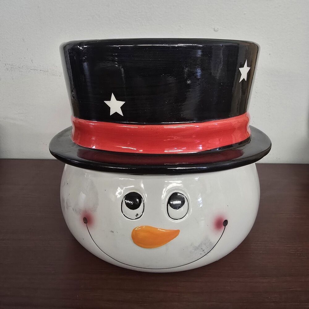 Holiday Snowman Vase Vintage 2009 Edible Arrangements Planter Pot